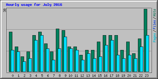 Hourly usage for July 2016