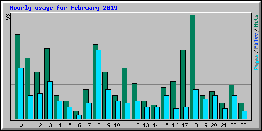 Hourly usage for February 2019